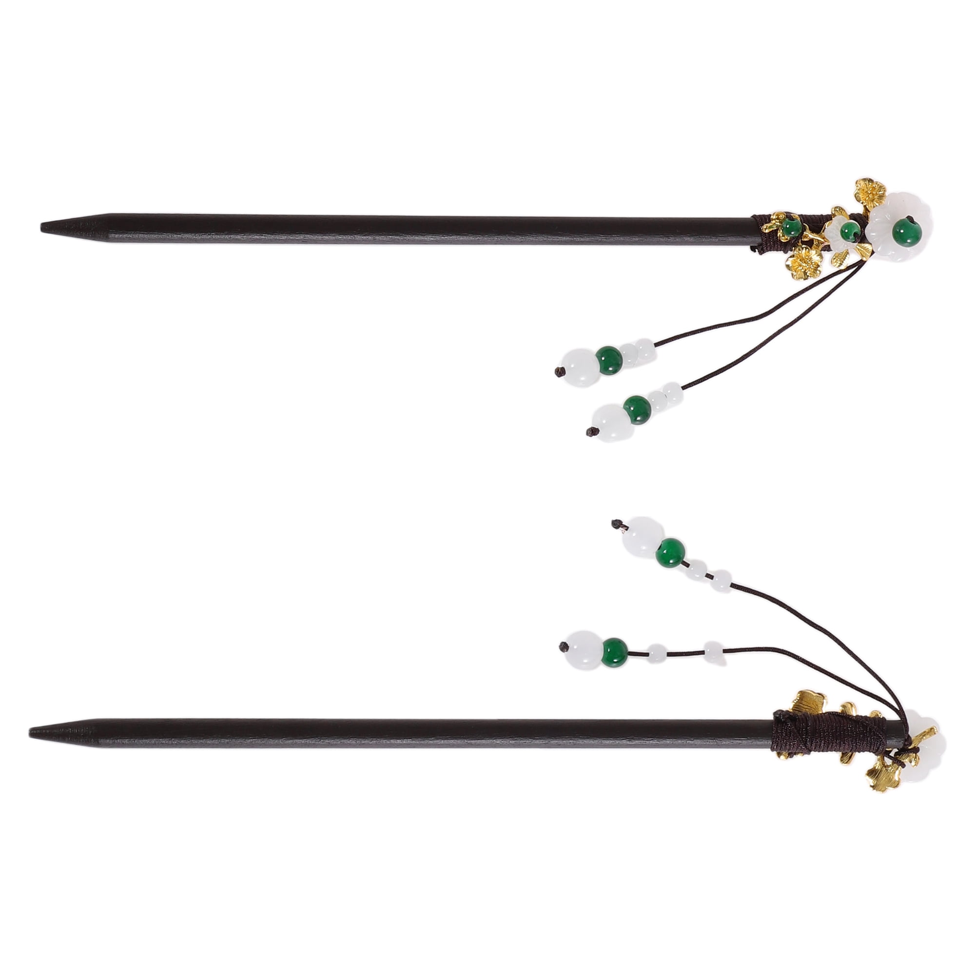 Unique Bargains Hair Stick Pin for Women 1Pc Black, White, Green [Retro Style Flower]