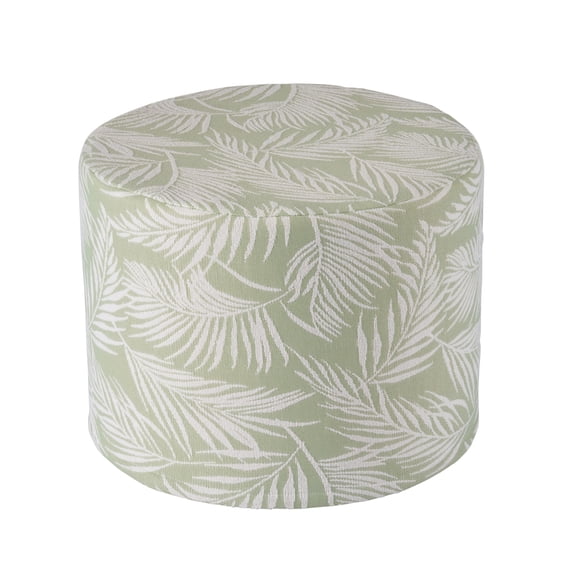 Better Homes & Gardens Outdoor Round Pouf Ottoman, 20 in, 1-Piece, Palm Green