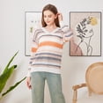 thumbnail image 2 of WQD Womens Long Sleeve Shirts Crochet Knit Sweater Hollow Out Striped Tops Casual Trendy Outfits for Fall Winter Spring, 2 of 10