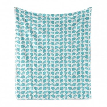 Shells Soft Flannel Fleece Throw Blanket, Geometric Pattern of Seashell Sea Stone Scallop Sunray Venus and Cockle, Cozy Plush for Indoor and Outdoor Use, 50" x 70", Blue and White, by Ambesonne