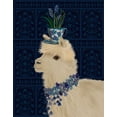 thumbnail image 2 of Fab Funky 26x32 White Modern Wood Framed Museum Art Print Titled - Llama Teacup and Blue Flowers, 2 of 4