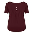 thumbnail image 2 of Baqcunre Solid Color Plus-Size V-Neck Short-Sleeved Casual Loose T-Shirt Women Clothing Womens Tops T Shirts for Women,Womens Fashion Shirts for Women Red 5Xl, 2 of 5