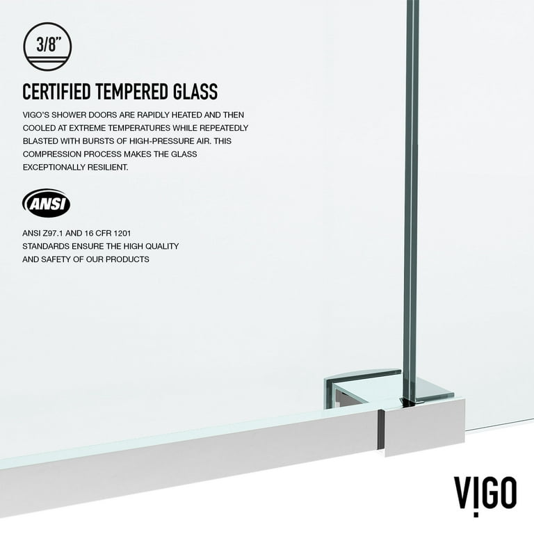 VIGO Elan 48-inch Frameless Shower Door .375-in. Clear Glass/Chrome Hardware