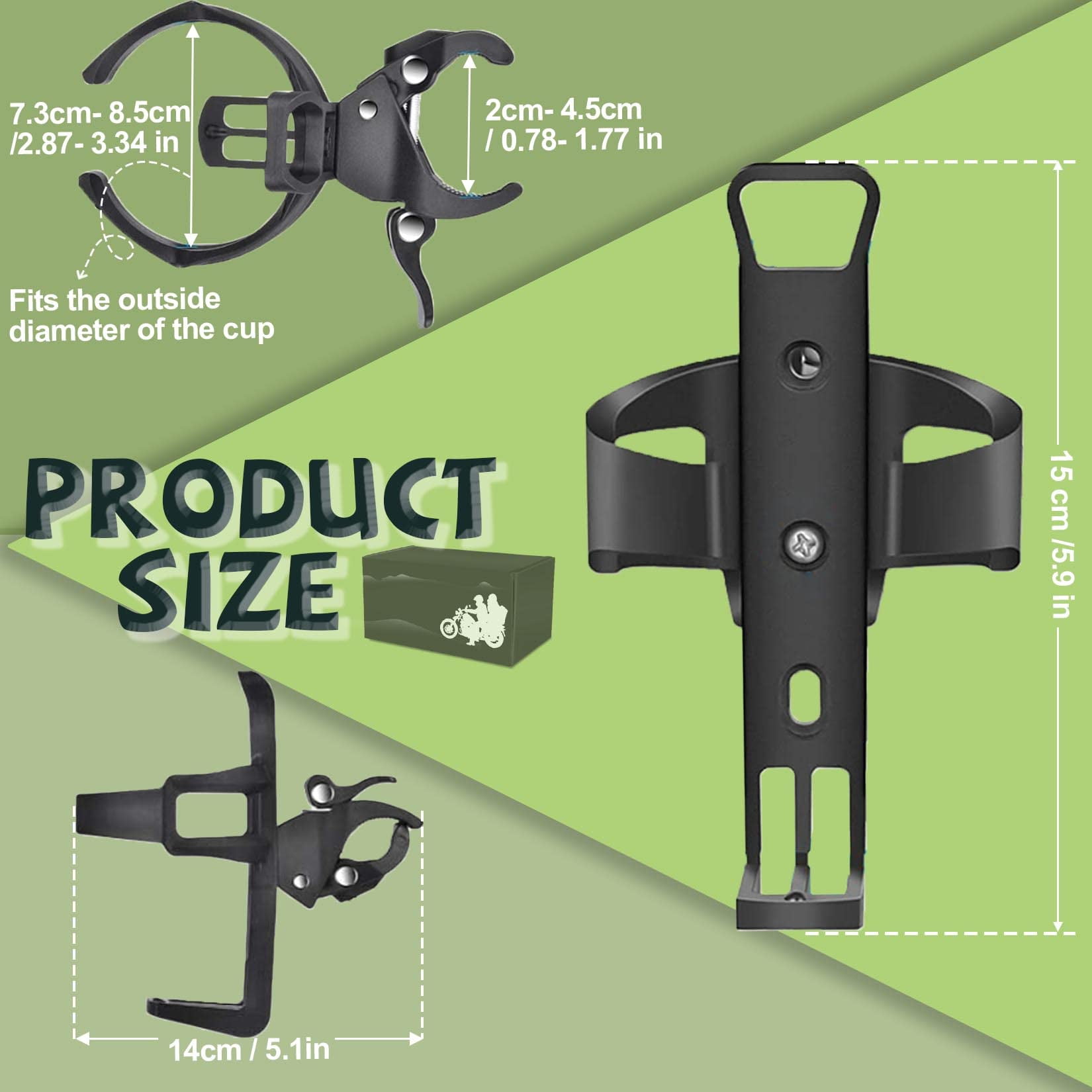 Scooter Cup Holder, Bike Bottle Holder 360 Degrees Rotation, Anti-Slip Fast Dismounting Accessories Cup Drink Holder Suitable for Electric Scooter Wheelchair Motorcycle Stroller