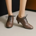 thumbnail image 6 of IUJSOY Kitten Heels for Women Vintage Wingtip Pointed Toe Oxfords Lace up Dress Shoes for Work, 6 of 7