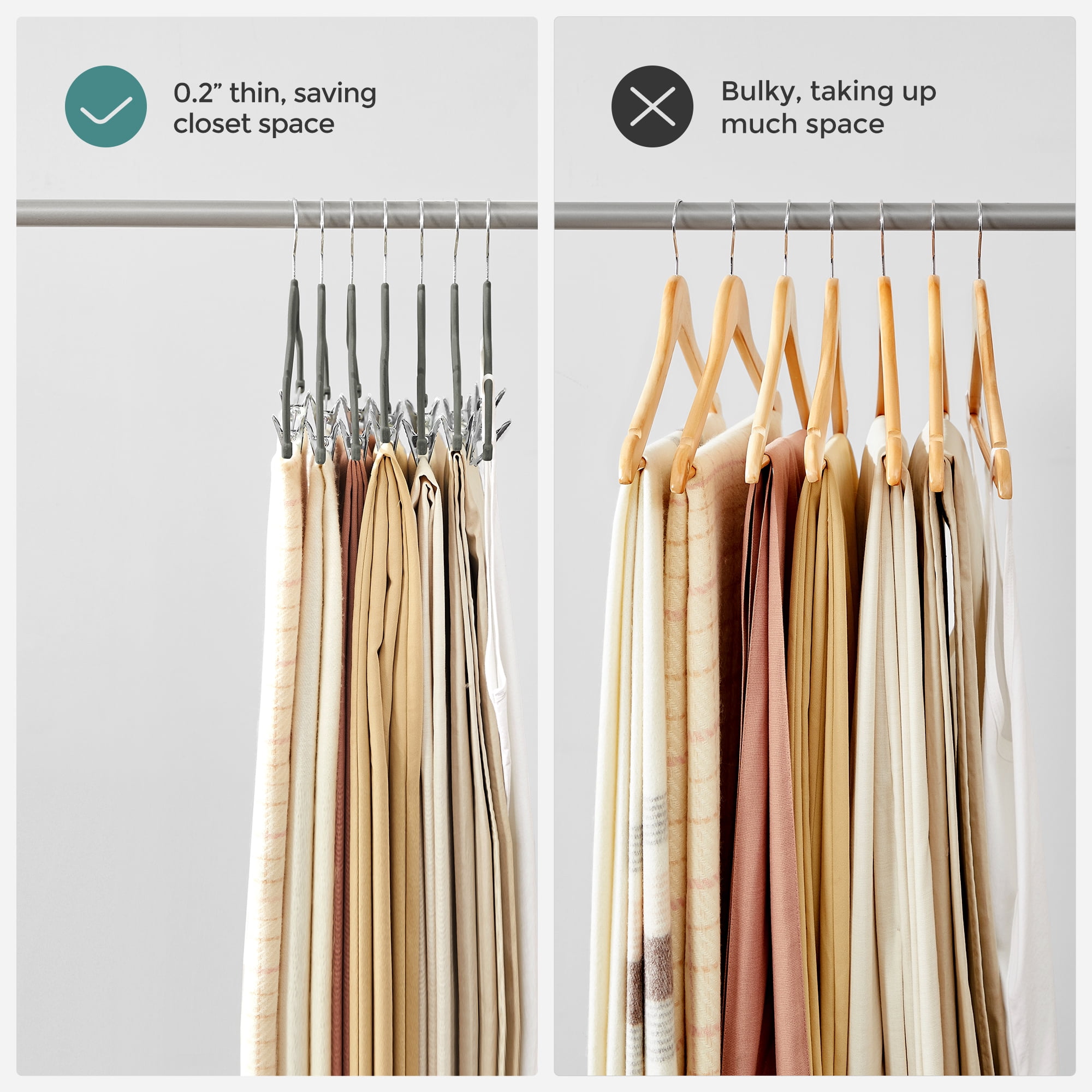 Velvet Skirt Pants Hangers 30 Packs Velvet Hangers with Adjustable Clips Non Slip Space Saving Clothes Hangers for Skirts Pant Gray