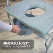 DMI Drop-Arm Bedside Commode, Extra-Wide Seat, 500 lb Capacity, Portable Toilet Chair with Bucket and Adjustable Legs