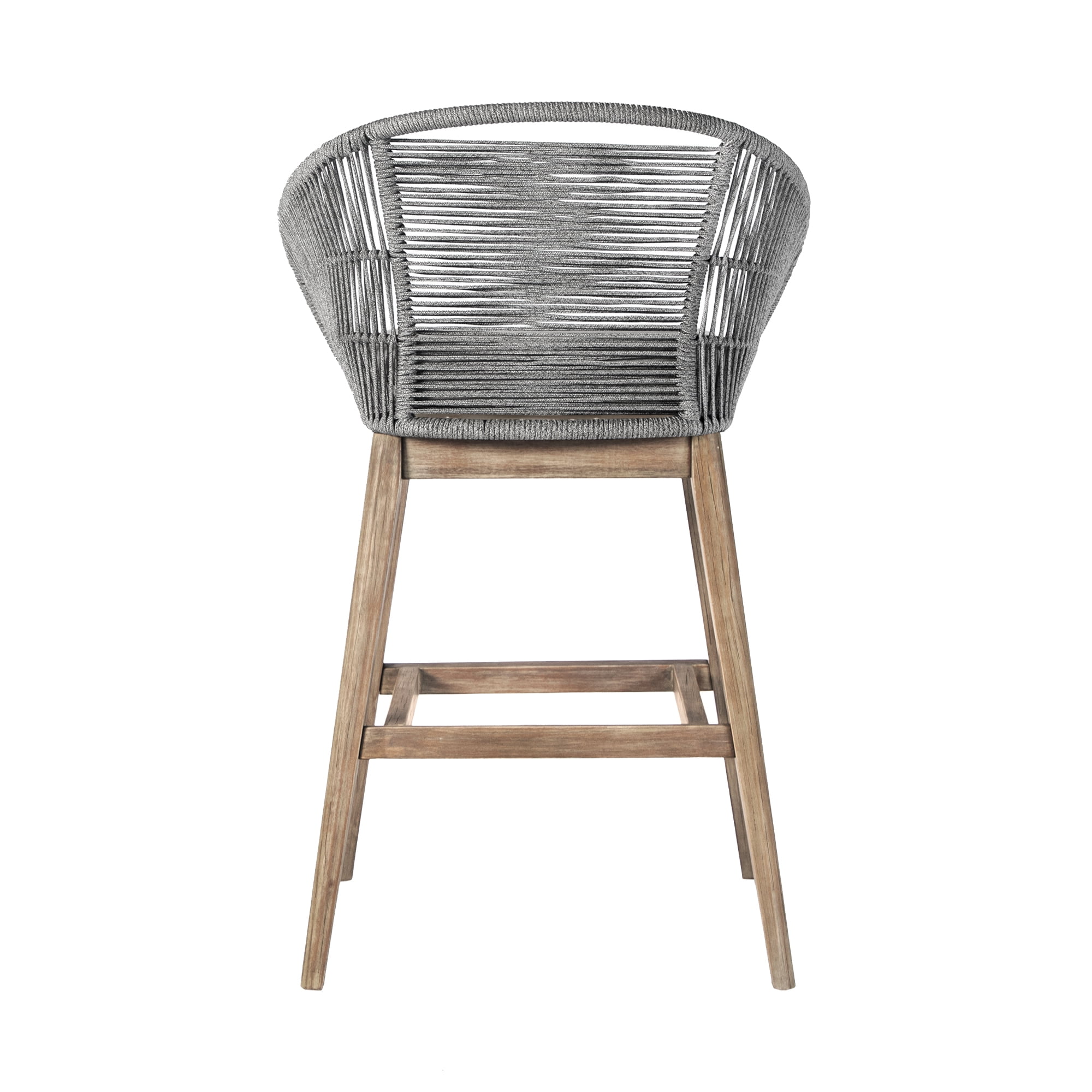 Tutti Frutti Indoor Outdoor Bar Height Bar Stool in Light Eucalyptus Wood with Gray Rope - Set of 3