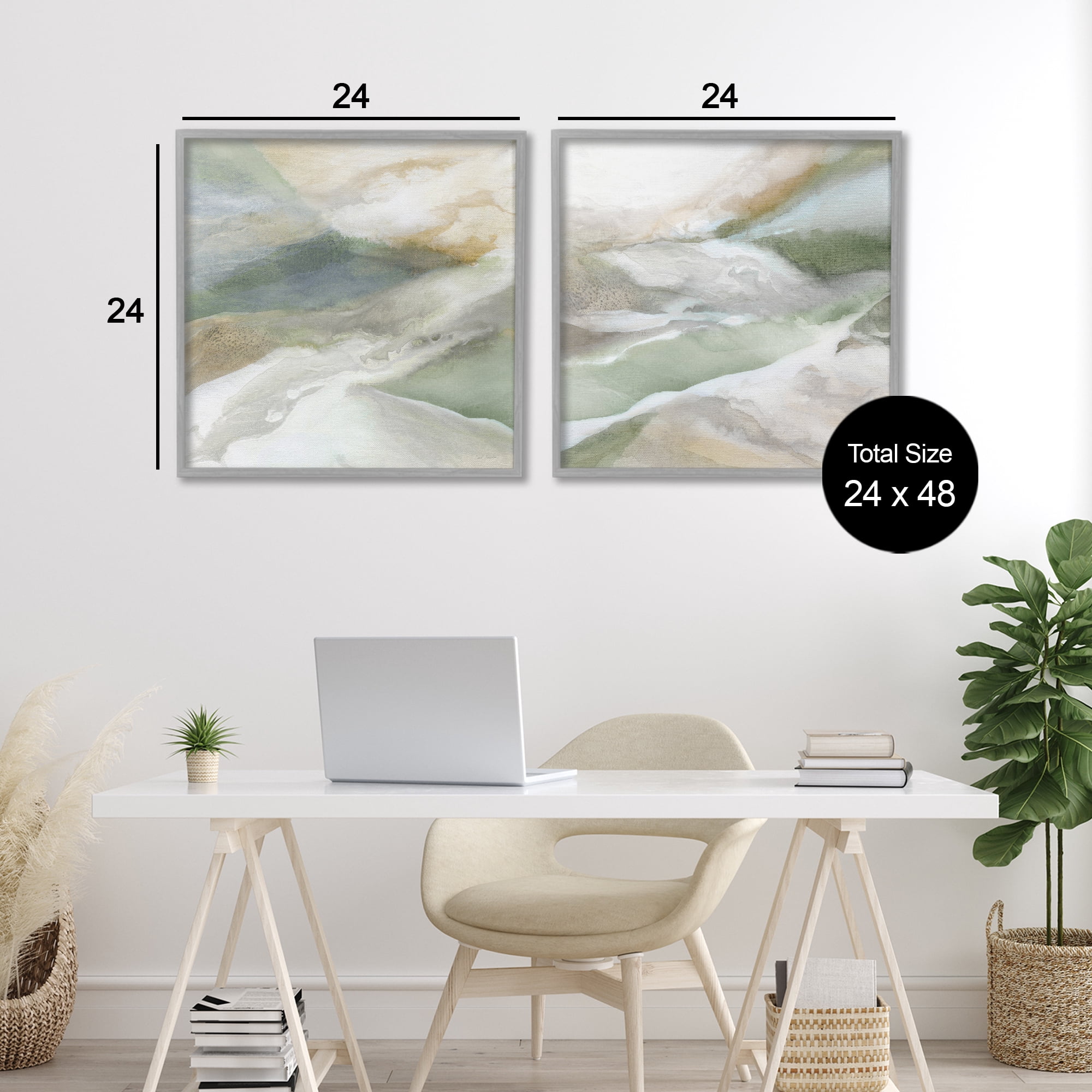 Stupell Industries Serene Misty Valley Abstraction 2 Piece Gray Framed Giclee Art Set, design by Carol Robinson