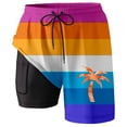 thumbnail image 3 of YAYUBA Swim Trunks Men 2 In 1 with Compression Liner Stretchy Quick Dry Breathable Gradient Stretch Boy Swim Shorts Light Multi Pockets Beach Bathing Suit Beach Board Shorts, 3 of 4