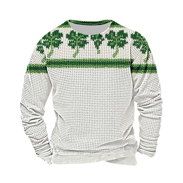 Tops para Mujeres de Moda Otoño Día de San Patricio Impreso Suelto Cuello Redondo Manga Larga Suéter