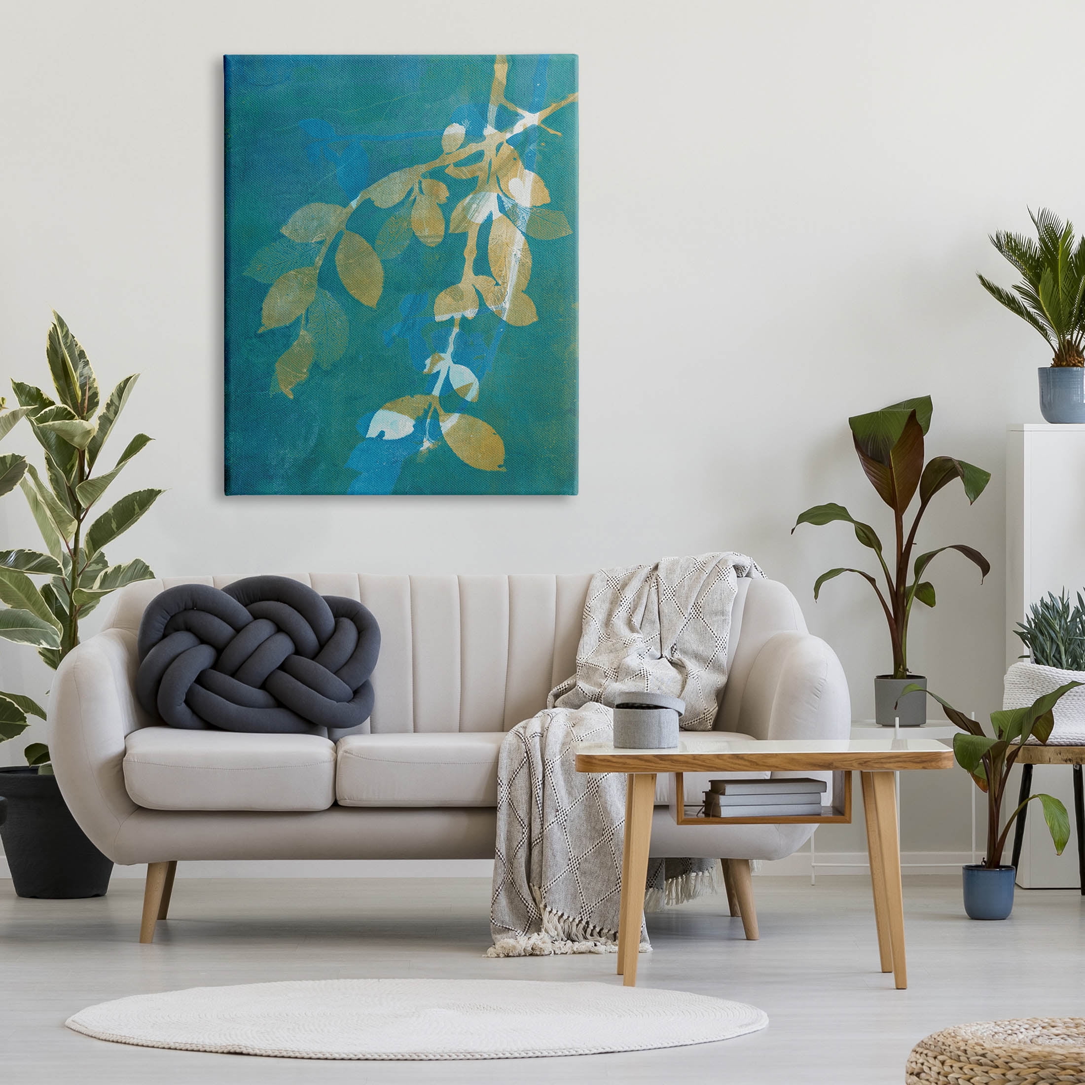 Nature Leaves Overlapping Abstract Botanical & Floral Graphic Art Gallery Wrapped Canvas Print Wall Art