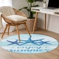 thumbnail image 5 of Enjoy Summer Round Living Room Rugs 4 ft, Coastal Watercolor Blue Sea Starfish Teal White Washable Area Rug with Non-Slip Sturdy Edge Binding Round Carpet for Entryway Kitchen Bedroom Bathroom, 5 of 9