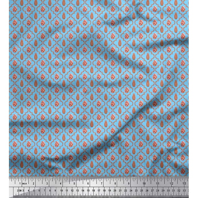 Soimoi Black Rayon Fabric Watercolor Macaw Parrot & Triangle Geometric Decor Fabric Printed Yard 56 Inch Wide