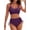 Purple, variant on Womens High Waisted Bikini Sets Crisscross Tie Back Control Bathing Suit Drawstring Tummy Control Swimsuits Two Piece Full Coverage