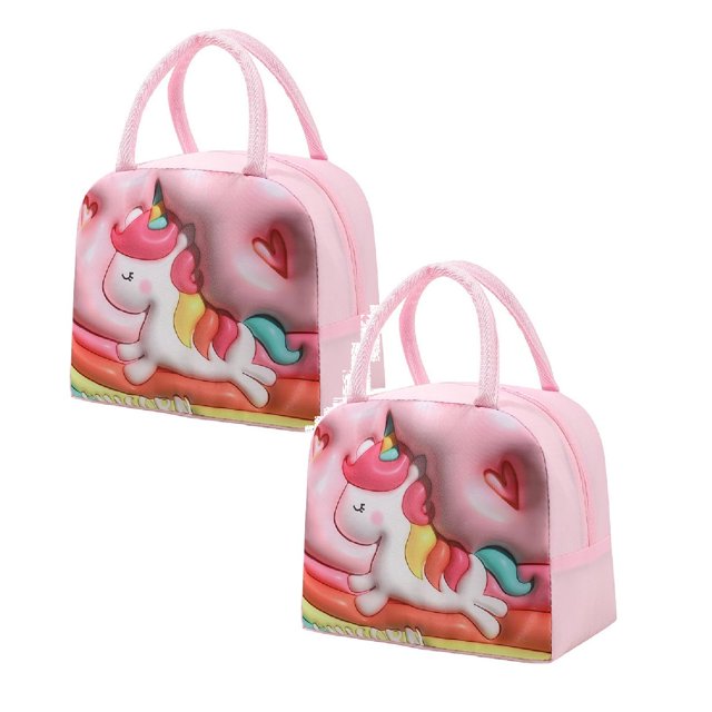 Oleegame 2 Pcs Sac de Rangement pour Produits, Sac à Main Isolé, Sac à Lunch, Sac à Lunch, Chiot Brun (Isolation 3D) Rose
