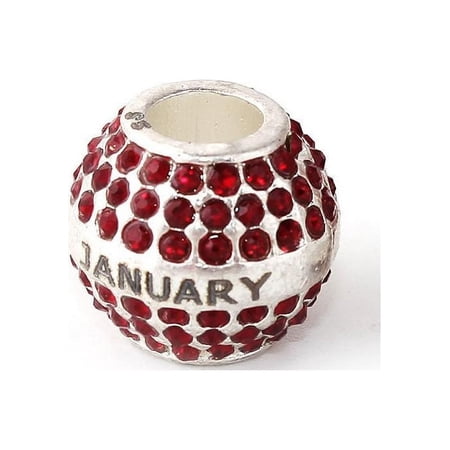 Sexy Sparkles Rhinestones January Birthday Birthstone With Month Engraved on Charms for Snake Chain Charm Bracelet Fits - Zink Metal Alloy