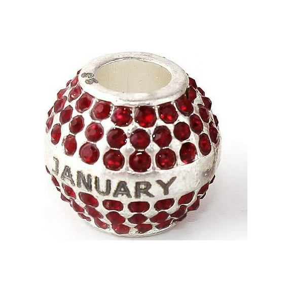 Sexy Sparkles Rhinestones January Birthday Birthstone With Month Engraved on Charms for Snake Chain Charm Bracelet Fits - Zink Metal Alloy