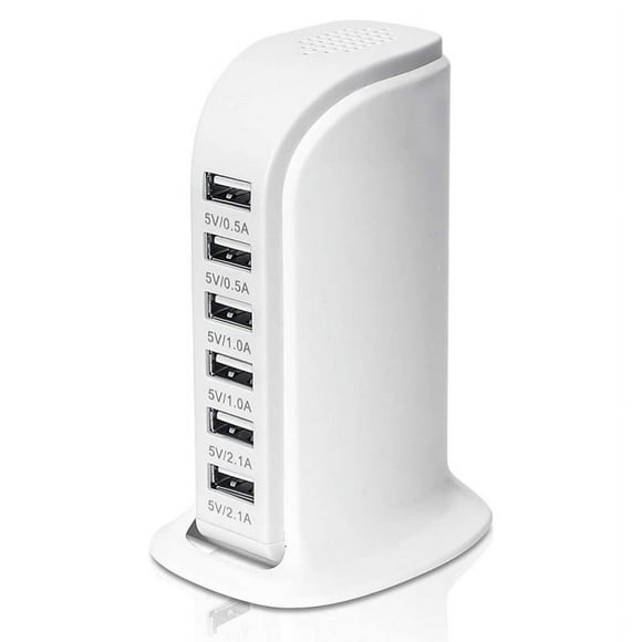 Forzero USB Tower Power Adapter 6-Port Smart IC Tech Charging Station with Quick Charge 2.1 for Phone, Tablets, and More (White)