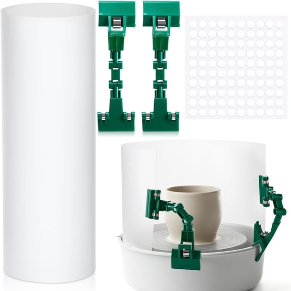 WeysatClay Screen for Pottery Tool 34x9Inch Ceramic Splash Protection Shield Embryos Shield for Pottery Wheel Forming B,1set x ceramic plates to paint,Green