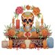 thumbnail image 1 of (XD293) Candelabro Calavera Diamante Parcial Serie Abstracta Resina Forma Especial 30*30CM, 1 of 9