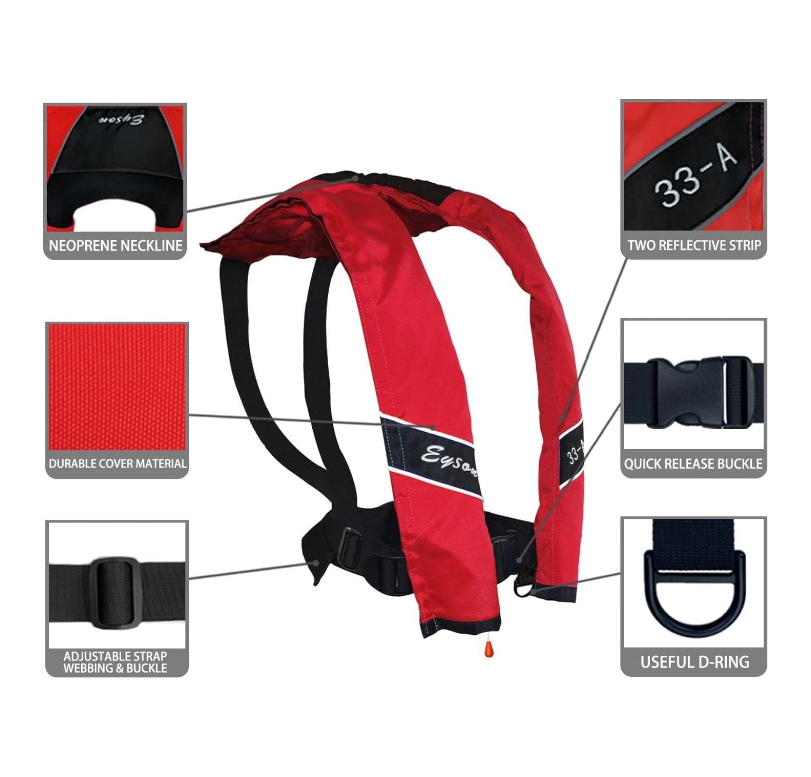 Inflatable Life Life Vest Basic Automatic/Manual (639 Red Auto)