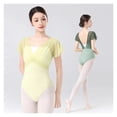 thumbnail image 2 of Women Ballet Leotards Dance Leotard Short Sleeve Pleats Ballet Bodysuit Adult Fake Two Piece Gymnastics Leotards, 2 of 10