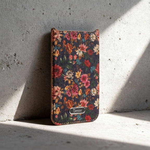 Magnetic Card Holder Phone Wallet for iPhone 16, Fashionable Floral Pattern PU Leather Magnetic Card Holder Back Phone Card Wallet Pocket Compatible for iPhone 16, Purple
