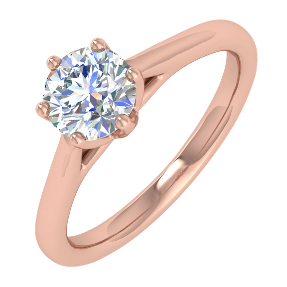 1/2 Carat Prong Set Solitaire Diamond Engagement Ring Band in 14K Rose Gold (Ring Size 6.25)