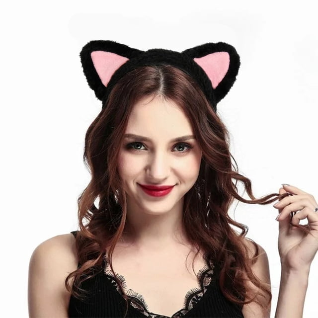 Fiudx Diadema y Orejas de Gato, Suave y Peluda, Accesorio de Moda para Disfraz, Bonita Herramienta de Maquillaje para El Cuidado de La Piel, Regalo para Adolescentes, Diseño Ajustable.