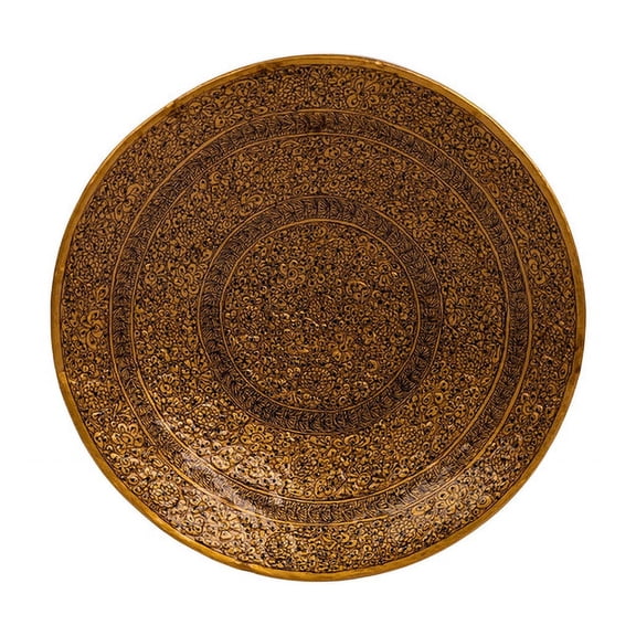 Kashmiri Papier Mache Wall Decor Plate - Golden