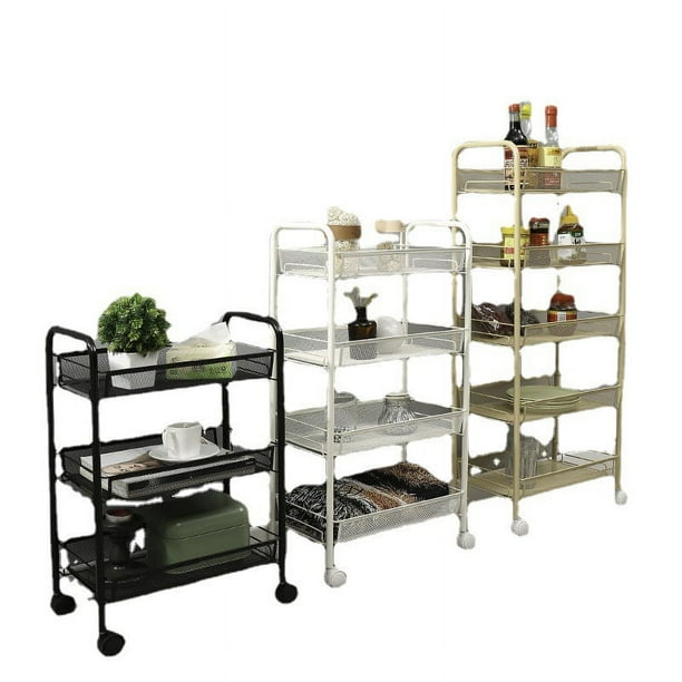 Carrito pequeño para almacenar alimentos, estante de almacenamiento de cocina, estante de almacenamiento de piso de múltiples capas, ruedas móviles, almacenamiento de refrigerios multifuncional para