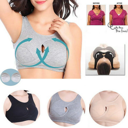 Women Anti-sagging Sports Bra Breast Augmentation Cross Comfy Lifts Breasts Gray (Best Way To Sleep After Breast Augmentation)