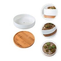 FRCOLOR Ceramic Planting Pots for Living Room with Saucer Assorted Color 1 Set