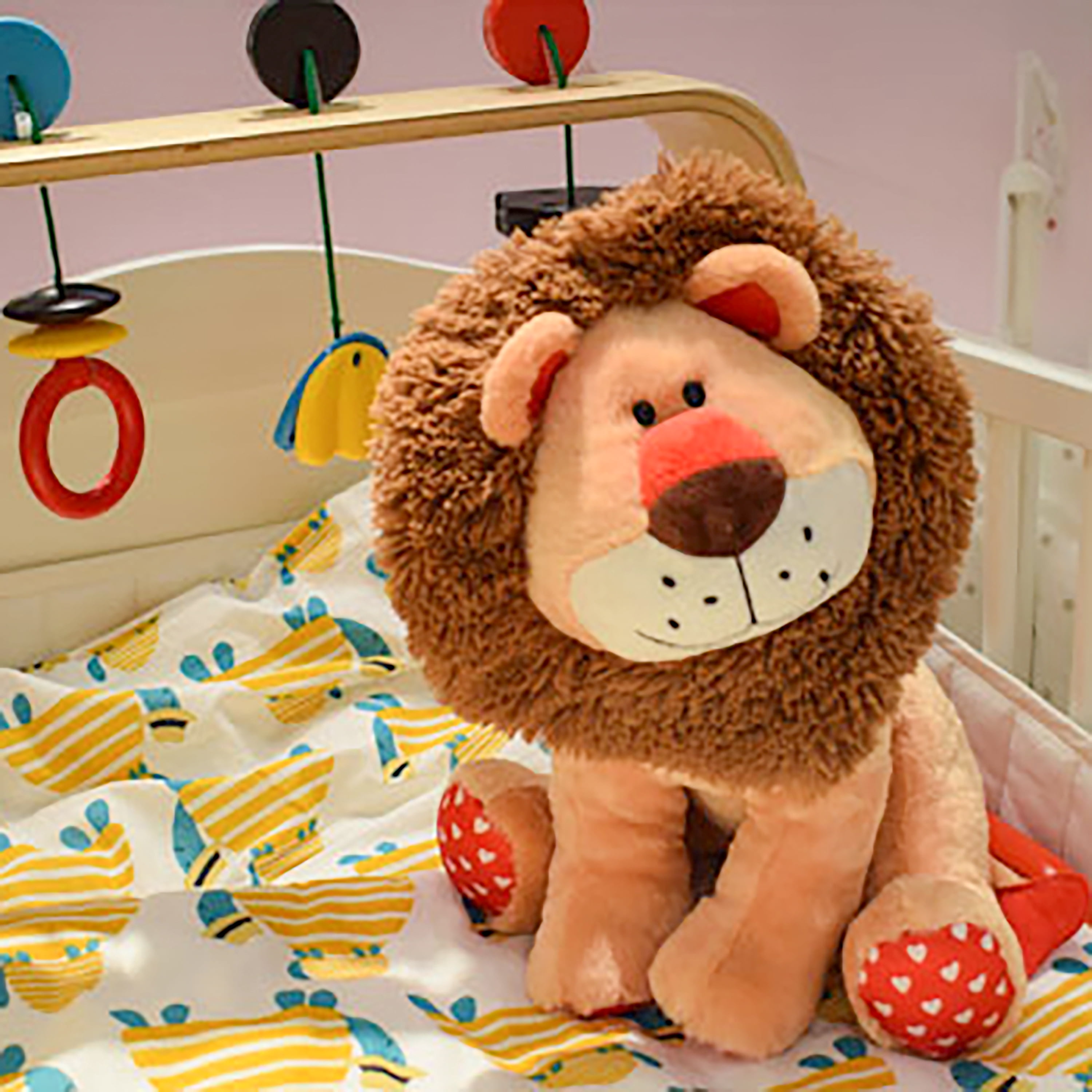 WEIGEDU Love Valentines Lion Stuffed Animal, King Lion Plush Toy with Mane Heart Shape Tail, 13.8 inches