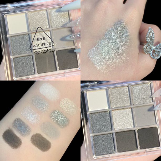 Smoky Makeup Eyeshadow Decay City Pearlescent Matte Gray Eye Shadows Palette Waterproof Nine Grid Dark Style Eye Pigments Makeup9 Color He Qiyong unisex