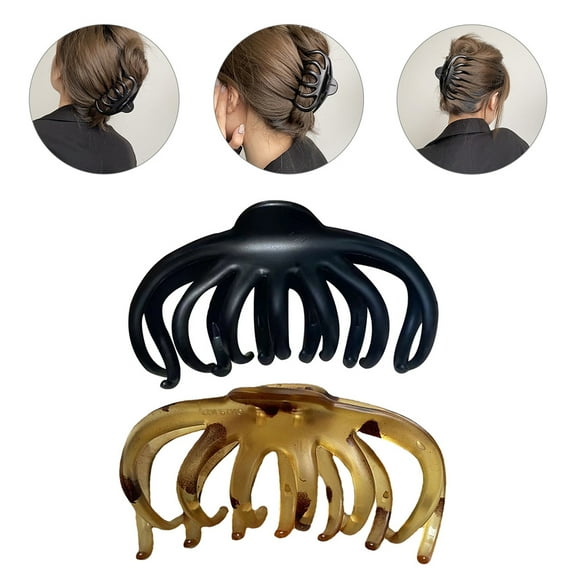 PAMINGONO Hair Clips Women Large Hair Claw Black 2Pcs