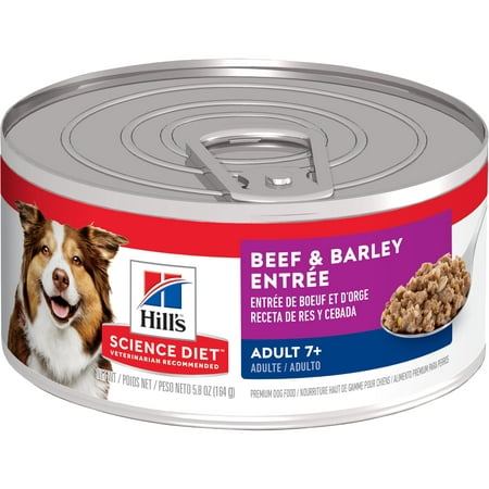 Hill's Science Diet (Spend $20, Get $5) Senior 7+ Canned Dog Food, Beef & Barley Entrée, 5.8 oz, 24 Pack wet dog food-See description for rebate (Best Diet For Senior Dogs)