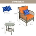 thumbnail image 3 of FYRICKLYLINOO 3 Pcs Outdoor Patio Furniture Set with 2 Pcs Pillows, 3 Piece Patio Wicker Chairs with End Table, Rattan Patio Furniture Chairs Set for Lawn, Garden, Backyard, Poolside(Orange), 3 of 7