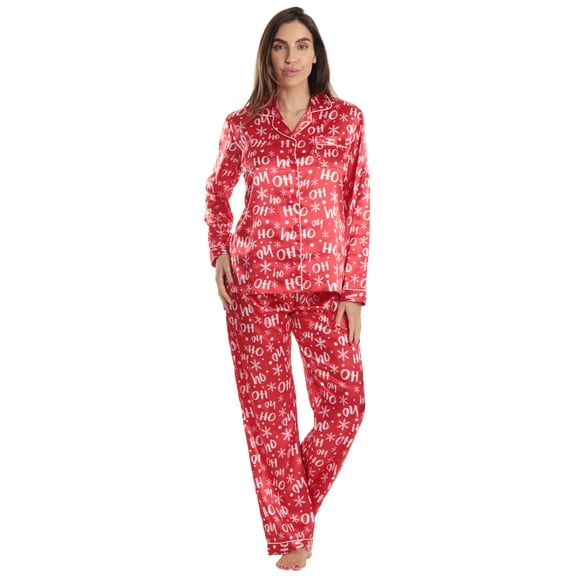 Just Love Womens Pajama Set (Satin Ho Ho Ho, Medium)