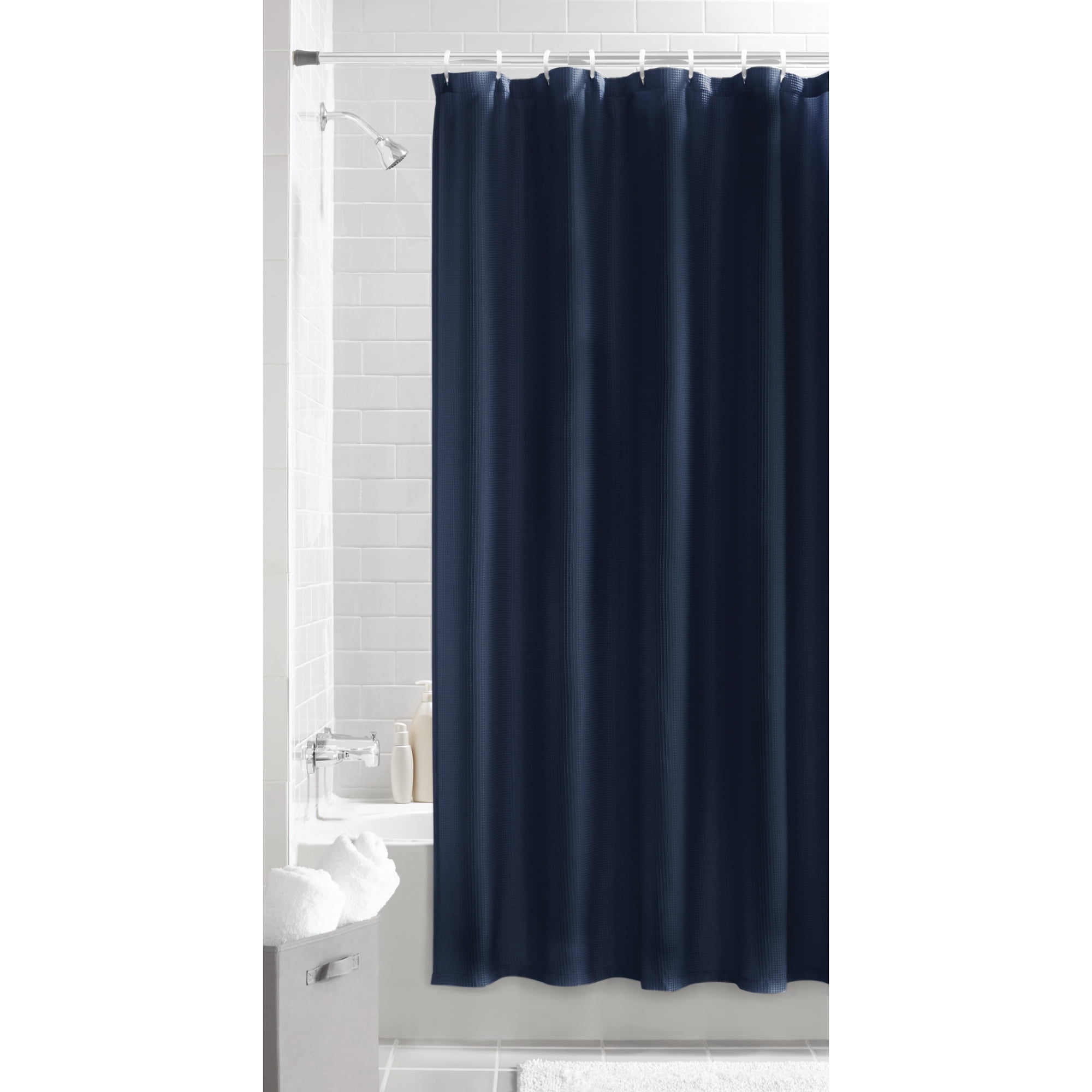 Navy Blue Fabric Shower Curtain 70 X, Mainstays Fabric Shower Curtain