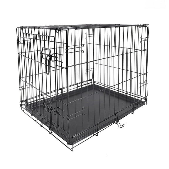 Vibrant Life Wire Dog Crate, Single-Door, Divider and Leak-Proof Tray, Metal, Foldable, Durable, Black, 24"
