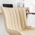 thumbnail image 3 of YOUNIKE Cute Armless Office Desk Chair Modern Upholstered Faux Leather Swivel Task Chair, Beige, 3 of 11