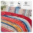 thumbnail image 5 of TiaGOC Boho Quilt Set Queen Size, Bohemian Red Christmas Stripe 3 Pieces Bedspread Set Lightweight Microfiber All Season Christmas Bedding Coverlet Set for Queen Bed (96"x90"), 5 of 8