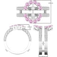 thumbnail image 3 of Divine Creation 14K White Gold Finish 1.60 Ct Round Cut Pink Sapphire & Diamond Wrap Guard Enhancer Wedding Engagement Ring 925 Sterling Silver For Women's -6.5, 3 of 3
