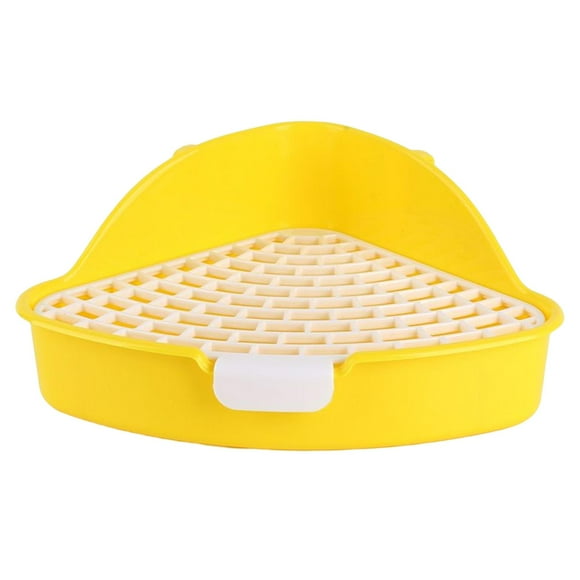 Caja de arena para tamaño mediano Inodoro de esquina con rejilla para suministros Accesorios para jaulas Amarillo Yuyangstore bandeja de arena para conejos