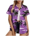 thumbnail image 2 of Qulqfy Summer Shirts for Women Casual Hawaiian Print Short Sleeve Fashion Turn Down Collar Drop Shoulder Button going out Tops, 2 of 5