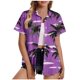 thumbnail image 1 of Pantalones Cortos para las Mujeres Sexy, Blusas de Estilo Hawaiano Impreso, Botón Arriba Cuello Turndown Superior, 1 of 5
