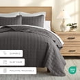 thumbnail image 5 of Lightweight Wrinkle Resistant Quilt Sets in Gray Square for Twin/Twin-XL Size Bedding by Comfort Canopy, 5 of 10