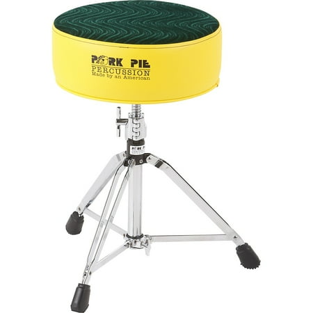 Pork Pie Round Drum Throne Yellow wtih Green Swirl Top